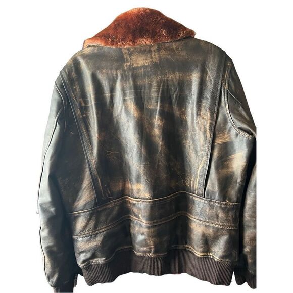 The leather Gem G-1 Aviator A-2 Bomber Brown Navy Flight Jacket 2X - Picture 2 of 8